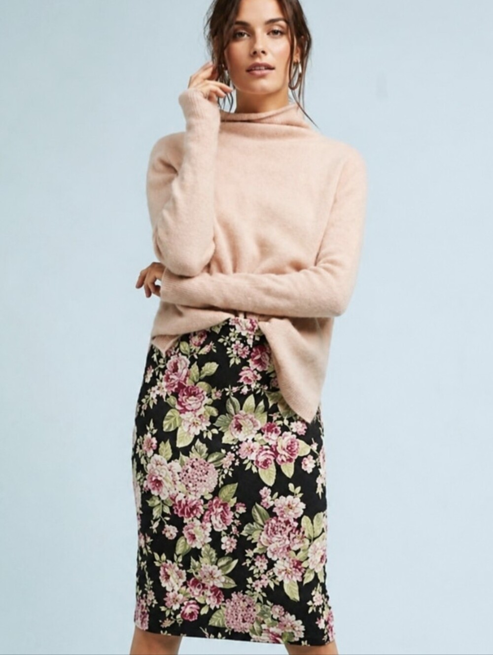 Liv Floral Jacquard Floral Knit Pencil Skirt by Maeve  Anthropologie Size XS